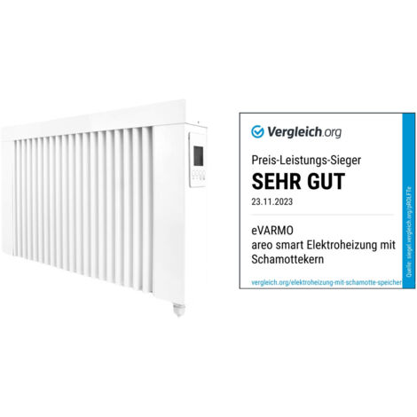 Elektroheizung areo smart base niedrige Flächenspeicherheizung 800 Watt - digitales Thermostat mit LCD-Display - Option zur Appsteuerung von eVARMO (1/5)