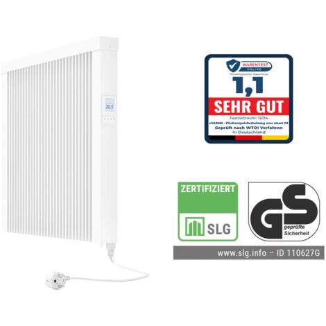 Elektroheizung areo smart GS Flächenspeicherheizung 1000 Watt - geprüfte Sicherheit - digitales Thermostat mit LCD-Display von eVARMO
