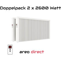 Elektroheizung Doppelpack 2x 2600 Watt Flächenspeicherheizung areo direct - simples Thermostat - Appsteuerung ohne Zusatzhardware möglich von eVARMO