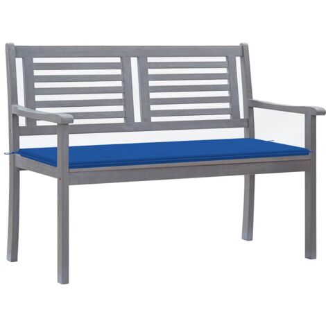 2SitzerGartenbank mit Auflage 120 cm Grau Eukalyptusholz