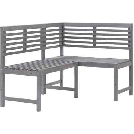 GartenEckbank Grau 140 cm Massivholz Akazie