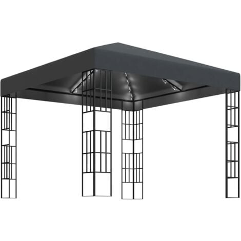 Pavillon mit LEDLichterkette 3x3 m Anthrazit