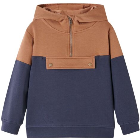 Essentials Jungen Sherpa-Kapuzenpullover - Warmer Fleece Mit Halb-Reißverschluss