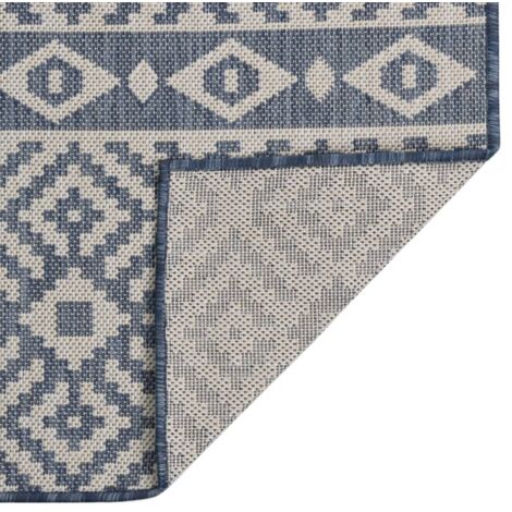 OutdoorTeppich Flachgewebe 80x150 cm Blau Gestreift