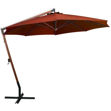 Ampelschirm mit Mast Terrakotta 3,5x2,9 m Massivholz Tanne