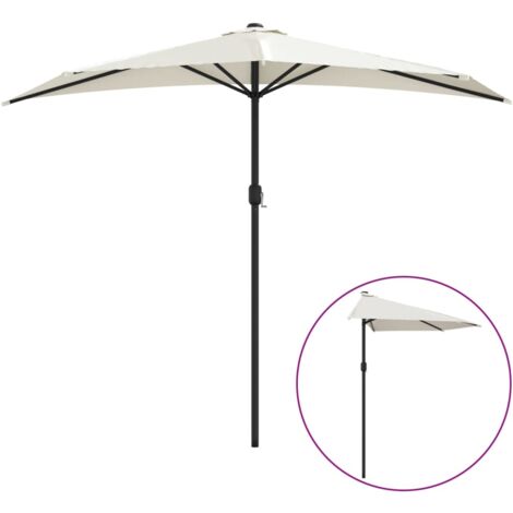 BalkonSonnenschirm mit AluMast Sandfarben 270x144 cm Halbrund