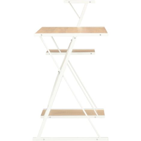 Schreibtisch mit Regal Weiß und Eiche 116×50×93 cm