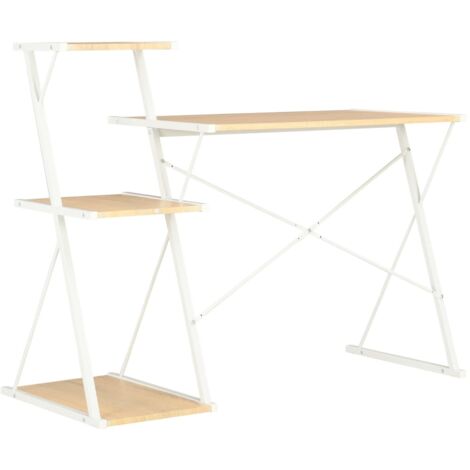 Schreibtisch mit Regal Weiß und Eiche 116×50×93 cm