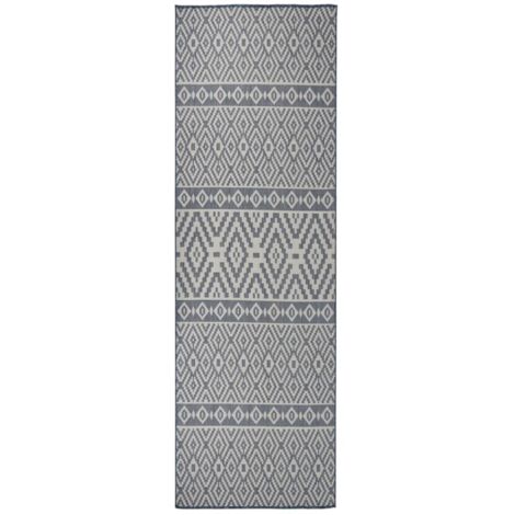 OutdoorTeppich Flachgewebe 80x250 cm Blau Gestreift