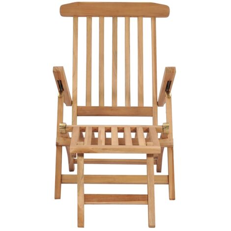 GartenLiegestühle mit Fußstützen und Tisch Teak Massivholz