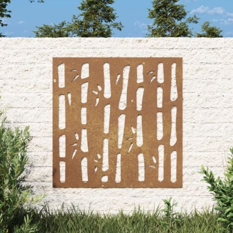 GartenWanddeko 55x55 cm Cortenstahl BambusDesign