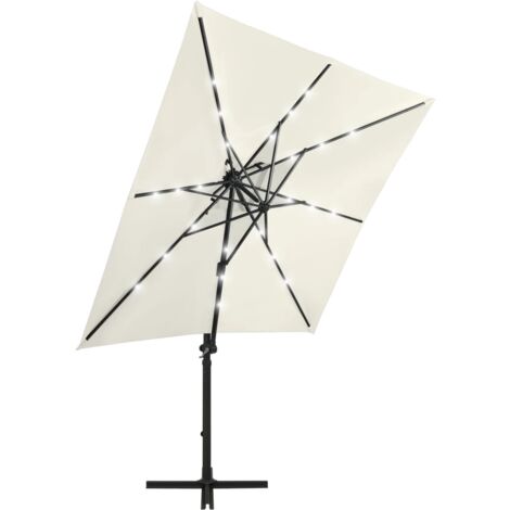 Ampelschirm mit LEDBeleuchtung 250 cm Sandweiß