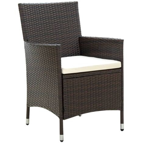 Gartenstühle mit Sitzpolster 4 Stk. Poly Rattan Braun