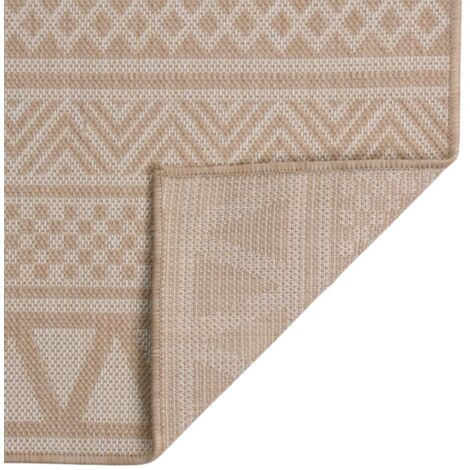 OutdoorTeppich Flachgewebe 120x170 cm Braun Gestreift