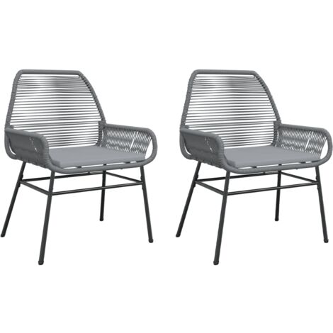Gartenstühle 2 Stk. mit Kissen Grau Poly Rattan
