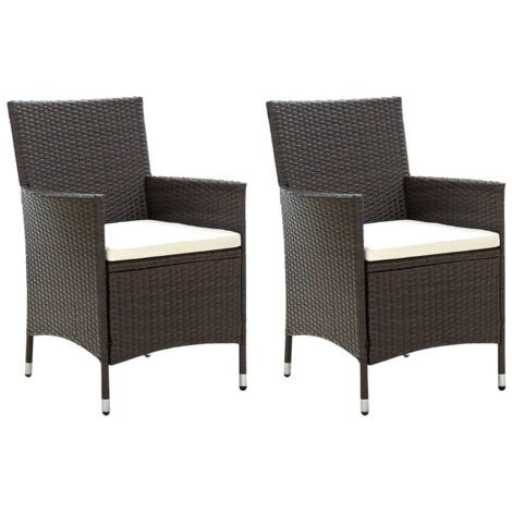 Gartenstühle mit Sitzpolster 2 Stk. Poly Rattan Braun