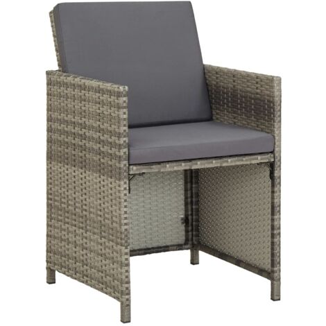 Gartenstühle 2 Stk. mit Auflagen Poly Rattan Grau