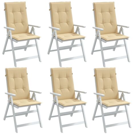 HochlehnerAuflagen 6 Stk. Melange Beige 120x50x4 cm Stoff