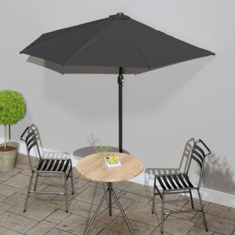 BalkonSonnenschirm mit AluMast Anthrazit 270x144 cm Halbrund