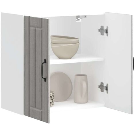 VidaXL Küchen-Hängeschrank Lucca 60cm - Grau Sonoma Holzwerkstoff Mit Glastüren