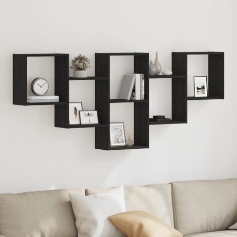 VidaXL Wandregal Schwarz 60x21x51cm - Modernes Regal In Eichen-Optik Für Wohnzimmer