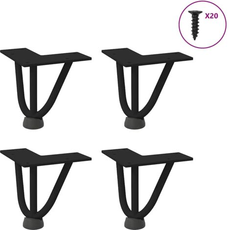 INLIFE Haarnadelbeine Für Couchtisch - 4 Stück 30cm In Weiß Aus Massivstahl