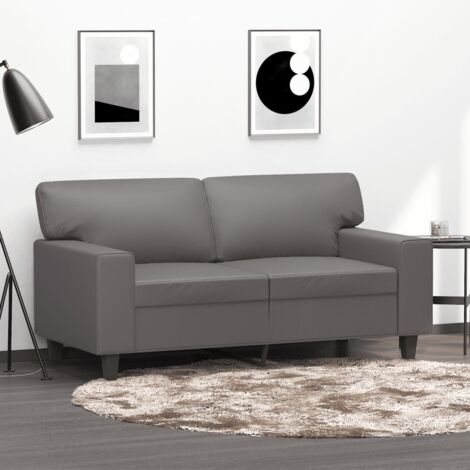 QJBSAVVA 2-Sitzer Sofa Grau 140cm - Modernes Kunstleder Sofa Mit Metallgestell