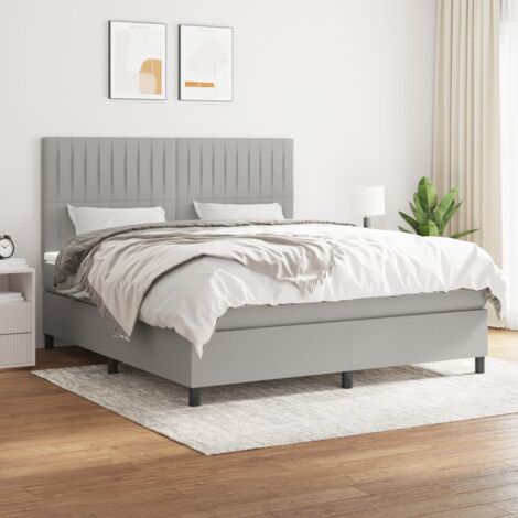 Boxspringbett mit Matratze Hellgrau 160 x 200 cm Stoff