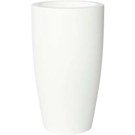 Moovere – Jardinière d'intérieur et d'extérieur 70 cm – Cylindrique en polyéthylène – Résistante aux UV – Volume 15,8L – Blanc