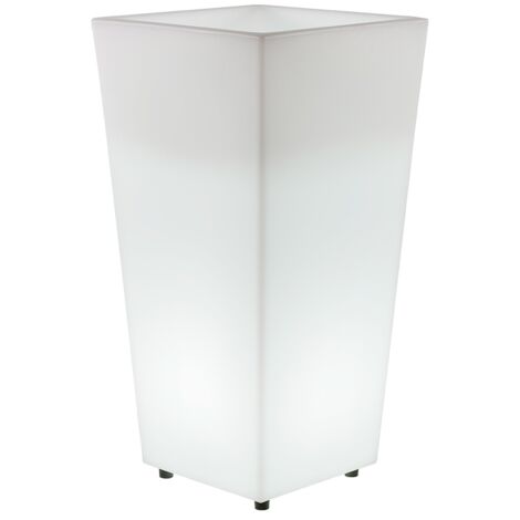 MELISA 50 Jardinière carrée et haute avec lumière pour plantes et fleurs très résistantes. Lumière blanc froid avec câble. Fabriqué en Polyéthylène en Espagne (1/4)