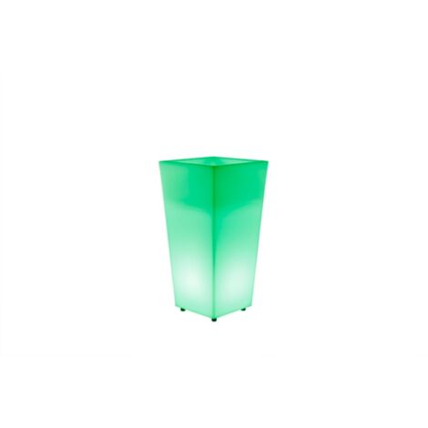 MELISA 40 Jardinière carrée et haute avec lumière pour plantes et fleurs, très résistante. Chargement solaire et batterie rechargeable. Lumière RGB. Fabriqué en polyéthylène en Espagne.