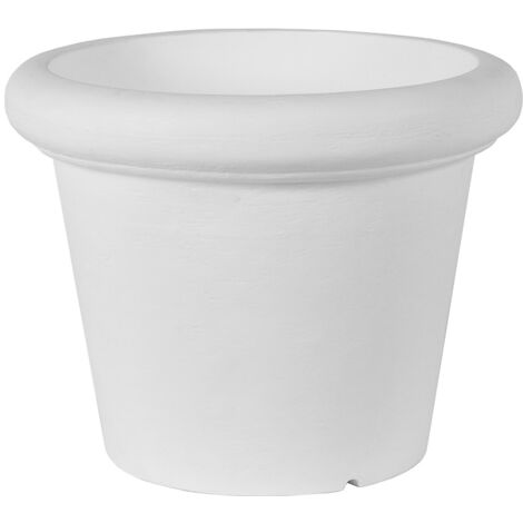 ROSA 65 Round Rustic Indoor and Outdoor Planter pour plantes et fleurs Très résistant au passage du temps. Fabriqué en polyéthylène en Espagne - Blanc