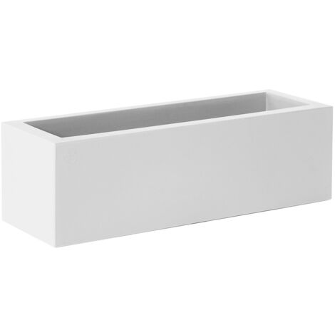 JARA 60 Jardinière rectangulaire d'intérieur et d'extérieur pour plantes et fleurs Très résistante au passage du temps. Jardinière fabriquée en polyéthylène en Espagne - Blanc