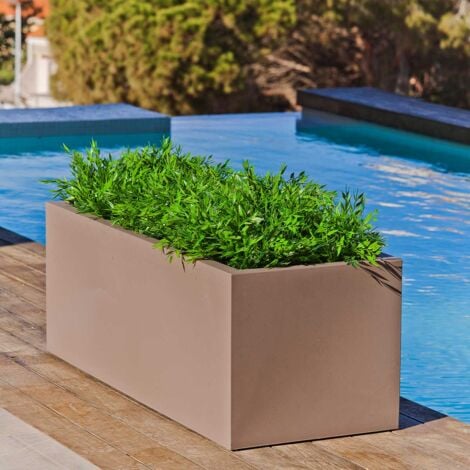 JARA 60 Jardinière rectangulaire d'intérieur et d'extérieur pour plantes et fleurs Très résistante au passage du temps. Jardinière fabriquée en polyéthylène en Espagne - Blanc