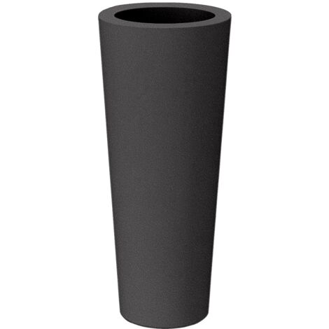 Jardinière ronde haute 29cm – Polyéthylène résistant aux UV – Volume 16L – Pour plantes et fleurs – Fabriquée en Espagne – Anthracite