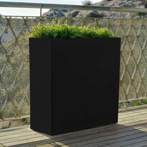 JUNCO Jardinière rectangulaire et haute pour l'intérieur et l'extérieur Pour plantes et fleurs Très résistante au passage du temps. Fabriqué en polyéthylène en Espagne - Blanc