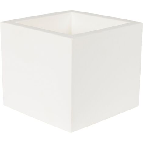 Jardinière carrée 35x35x32 cm – Polyéthylène blanc résistant aux UV – Volume 17,4 litres pour plantes d'intérieur et d'extérieur