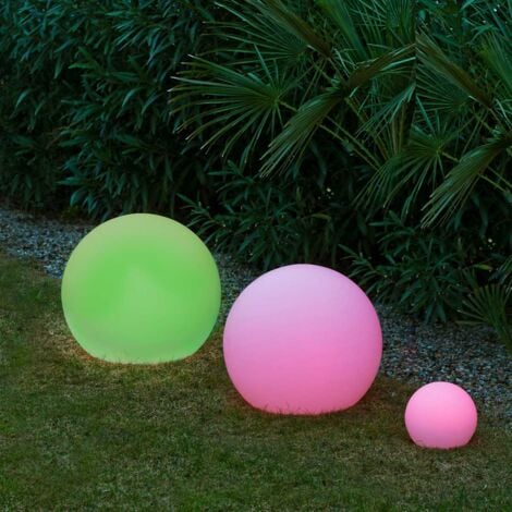 BULY 20 cm Boule lumineuse décorative très résistante. Charge solaire et lumière LED RVB. Fabriqué en Espagne
