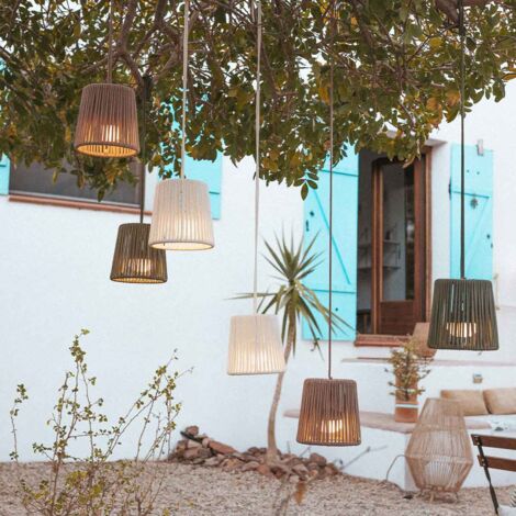 Lampe suspendue décorative rechargeable avec télécommande – Corde synthétique recyclée – IP54 pour intérieur et extérieur – Ø14,5 cm – Lúzete