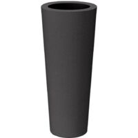 Jardinière ronde haute 29cm – Polyéthylène résistant aux UV – Volume 16L – Pour plantes et fleurs – Fabriquée en Espagne – Anthracite