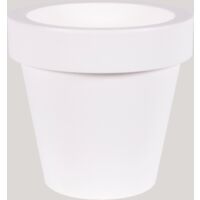 MAGNOLIA 120 Classic Large Round Indoor and Outdoor Round Planter pour plantes et fleurs Très résistant au passage du temps. Fabriqué en polyéthylène en Espagne - Blanc