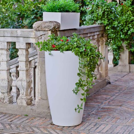 BAMB 70 Runder Indoor- und Outdoor-Blumenkasten fr Pflanzen und Blumen  Sehr wetterbestndig. Hergestellt aus Polyethylen in Spanien