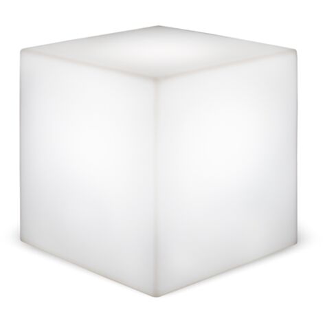 CUBY 45 cm Dekorativer Leuchtwürfel, sehr widerstandsfähig. Solarladung und RGB-LED-Licht. Hergestellt in Spanien.