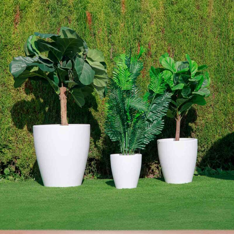 Vaso Rotondo Rato Con Inserti – Fioriera Da Interno – Diametro 20,5 Cm – Colore Taupe – Con Foro Di Scarico - 2