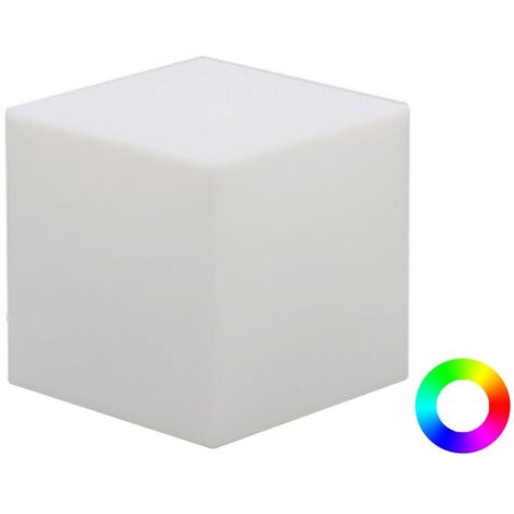 CUBY 20 cm Cubo luminoso decorativo altamente resistente. Carica solare e luce LED RGB. Prodotto in Spagna