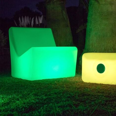 TARIDA Sedile per impieghi gravosi con illuminazione esterna e interna. Ricarica solare o a batteria. Luce RGB