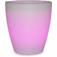 VIOLETA 40 Moderna fioriera rotonda con luce per piante e fiori Molto robusta. Carica solare e batteria ricaricabile. Luce RGB e realizzata in polietilene in Spagna.