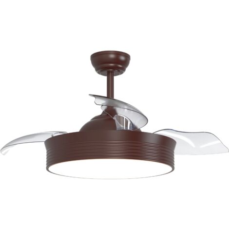 Ventilador de techo retráctil con luz LED marrón