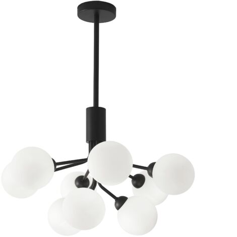 Lámpara de techo de 9 bolas de vidrio con portalámparas negro - MUSA (1/4)