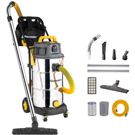 Vacmaster VK1638SWC 1600W 38L Industriel Aspirateur Eau et poussière avec HEPA 13 Filtration Acier Inoxydable Aspirateur Sec et Humide